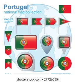 Flag of Portugal,, icon collection, vector illustration