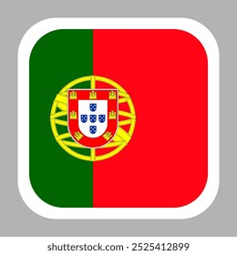 The flag of Portugal. Flag icon. Standard color. flat vector square with rounded corners. Computer illustration. Digital illustration. Vector illustration