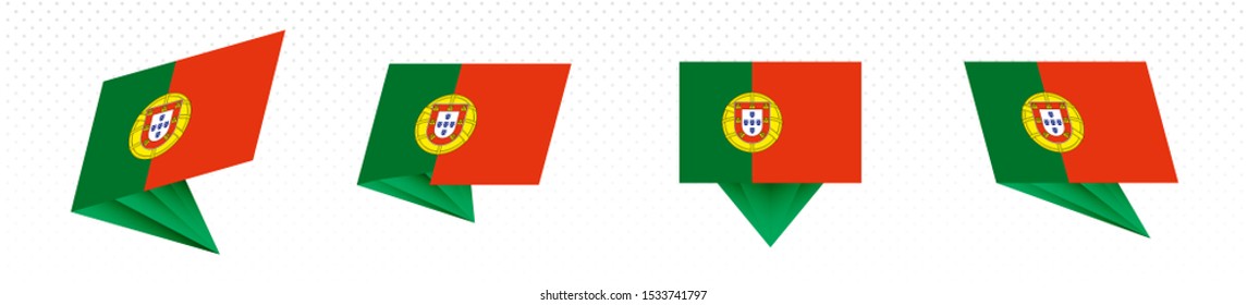 Flag of Portugal in modern abstract design, vector flag set.