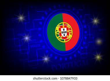 Flag of Portugal on a background of technology.