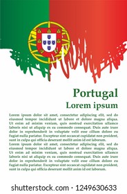 Flag of Portugal, Portuguese Republic. Template for award design, an official document with the flag of Portugal. Bright, colorful vector illustration.