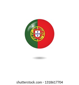 Flag of Portugal round 3d vector illustration