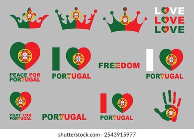 Flag of Portugal Set, Original and simple Portugal flag Bundle, vector illustration of Portugal flag Collection
