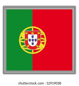 Flag of Portugal with silver frame