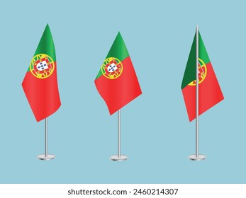 Flag of Portugal with silver pole