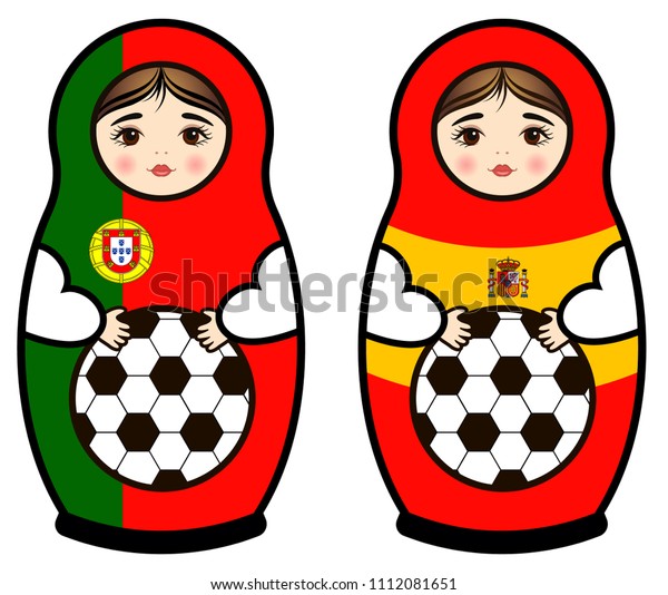 Flag Portugal Spain Matryoshka World Championship Stock