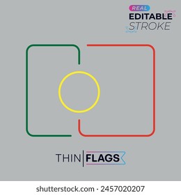 La bandera de Portugal. Icono de bandera fina. Marca portuguesa de trazo editable