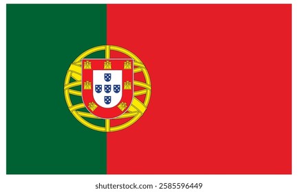 Flag of Portugal. Vector. Accurate dimensions, element proportions and colors. Portugal vector flag in official colors and 3:2 aspect ratio.