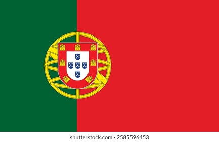 Flag of Portugal. Vector. Accurate dimensions, element proportions and colors. Portugal vector flag in official colors and 3:2 aspect ratio.