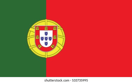 Flag of Portugal. Vector. Accurate dimensions, element proportions and colors.