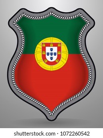 Flag of Portugal. Vector Badge and Icon. Vertical Orientation Version