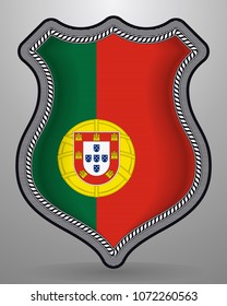 Flag of Portugal. Vector Badge and Icon. Horizontal Orientation Version