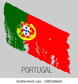 Flag of Portugal. Vector illustration on gray background. Brush strokes. Abstract concept. Elements for design.