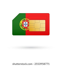 Flag of Portugal. Vector illustration of SIM Card with flag on white background