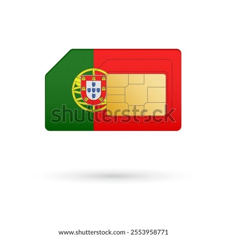 Flag of Portugal. Vector illustration of SIM Card with flag on white background