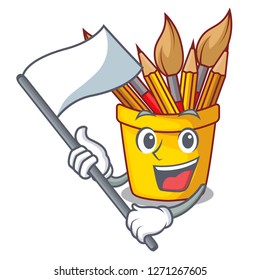 With flag pot pencil in shape cartoon funny