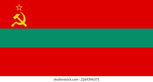 Flag of Pridnestrovian Moldavian Republic. Official colors. Correct proportion. Vector illustration
