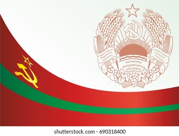 Flag of the Pridnestrovian Moldavian Republic, self-proclaimed state, template for the award, an official document with the flag and the symbol of Transnistria