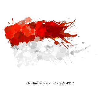 Flag of Principality of Monaco made of colorful splashes