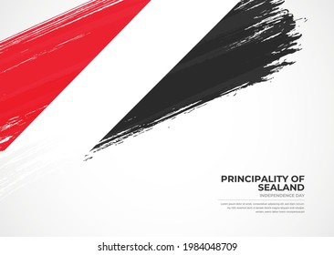 Flag of Principality of Sealand with creative painted brush stroke texture background