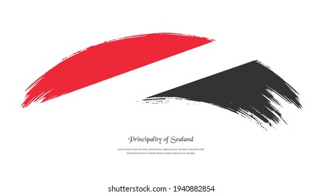 Flag of Principality of Sealand in grunge style stain brush with waving effect on isolated white background