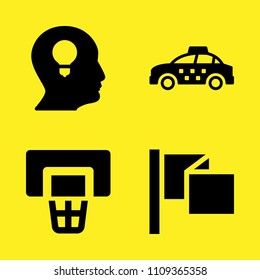 flag, profile, taxi and basketball vector icon set. Sample icons set for web and graphic design