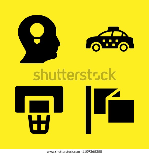 flag, profile, taxi and basketball\
vector icon set. Sample icons set for web and graphic\
design
