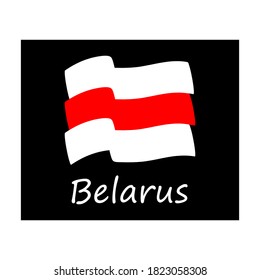 Die Fahne der Proteste in Weißrussland (weiß, rot, weiß). Proteste in Belarus im Jahr 2020. Vektorgrafik auf schwarzem Hintergrund.