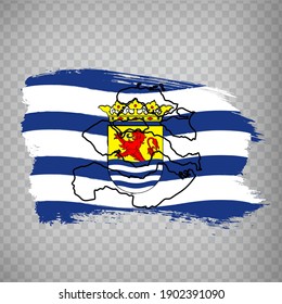 Flag Province of Zeeland from brush strokes. Blank map Province of Zeeland. Netherlands. High quality map and flag for your web site design, app  on transparent background.  EPS10.