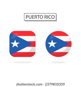 Flag of Puerto Rico 2 Shapes icon 3D cartoon style.