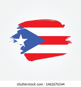 Flag of Puerto Rico with brush stroke effect vector template design