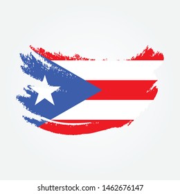 Flag of Puerto Rico with brush stroke effect vector template design