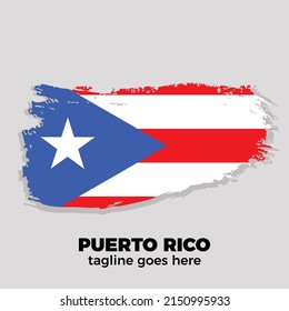 flag of Puerto Rico brush stroke background vector illustration