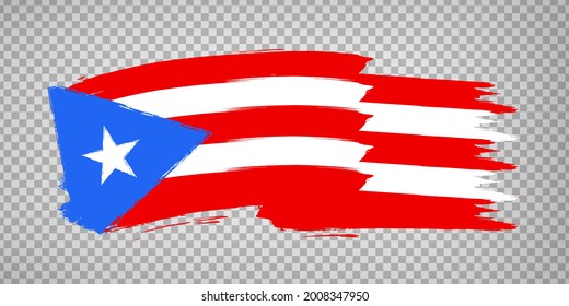 Flag of Puerto Rico from brush strokes. Flag waving Puerto Rico on transparent background for your web site design, logo, app, UI. Stock vector. EPS10.