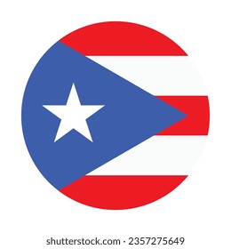 Flag of Puerto Rico. Button flag icon. Standard color. Circle icon flag. Computer illustration. Digital illustration. Vector illustration.
