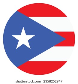 Flag of Puerto Rico. Button flag icon. Standard color. Circle icon flag. Computer illustration. Digital illustration. Vector illustration.