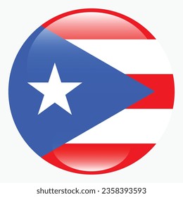 Flag of Puerto Rico. Button flag icon. Standard color. Circle icon flag. 3d illustration. Computer illustration. Digital illustration. Vector illustration.