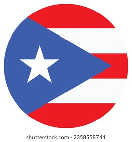 Flag of Puerto Rico. Button flag icon. Standard color. Circle icon flag. Computer illustration. Digital illustration. Vector illustration.