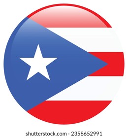 Flag of Puerto Rico. Button flag icon. Standard color. Circle icon flag. 3d illustration. Computer illustration. Digital illustration. Vector illustration.