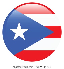 Flag of Puerto Rico. Button flag icon. Standard color. Circle icon flag. 3d illustration. Computer illustration. Digital illustration. Vector illustration.