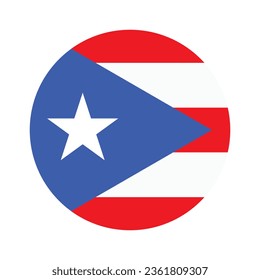 Flagge von Puerto Rico. Button-Flag-Symbol. Standardfarbe. Circle Icon Flag. Computergrafik. Digitale Illustration. Vektorgrafik.