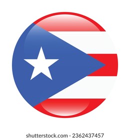 Flag of Puerto Rico. Button flag icon. Standard color. Circle icon flag. 3d illustration. Computer illustration. Digital illustration. Vector illustration.