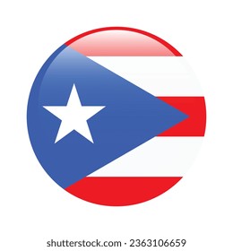Flag of Puerto Rico. Button flag icon. Standard color. Circle icon flag. 3d illustration. Computer illustration. Digital illustration. Vector illustration.