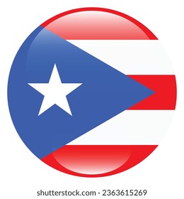 Flag of Puerto Rico. Button flag icon. Standard color. Circle icon flag. 3d illustration. Computer illustration. Digital illustration. Vector illustration.