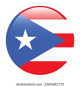 Flag of Puerto Rico. Button flag icon. Standard color. Round button icon. 3d ICONS. The circle icon. Computer illustration. Digital illustration. Vector illustration.