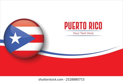 Flag of Puerto Rico Circle isolated on White background with Text. Banner, Poster, vector, template, Mockup, Background, Social Media, Post, 3D.