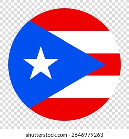 Flag of Puerto Rico. Puerto Rico circle flag logo icon computer vector illustration design. Transparent checkerboard background.