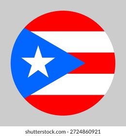 Bandeira de Porto Rico em formato circular com proporções precisas e cores oficiais