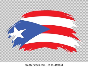 Flag of Puerto Rico with distressed paint stroke brush effect on isolated background