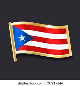 flag of  Puerto Rico in the form of badge, flat image